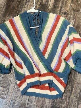 Vibrant Multi-Stripe Wrap style Top
